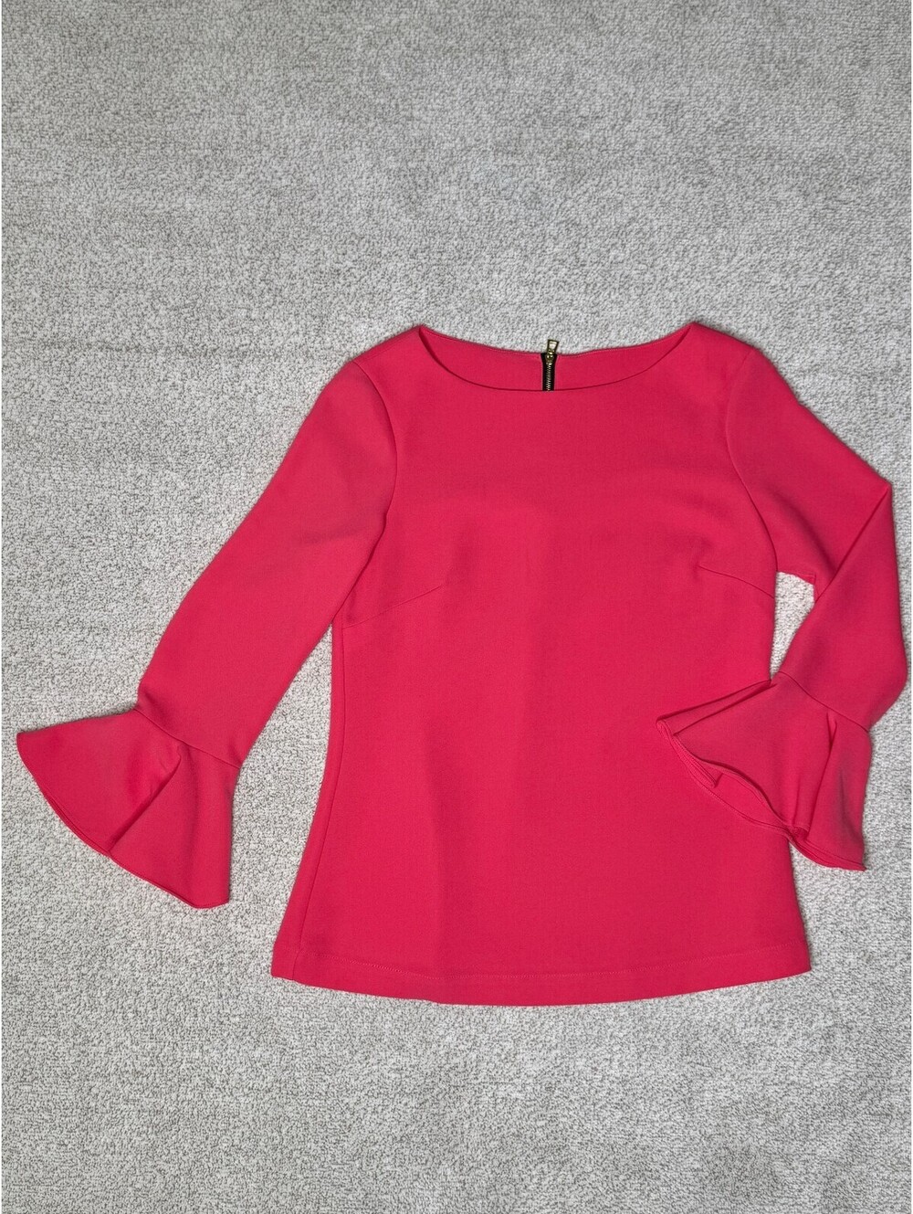 Sail to Sable STS Pink Bell Sleeve Top XS Gold Zip Long Sleeve Blouse
